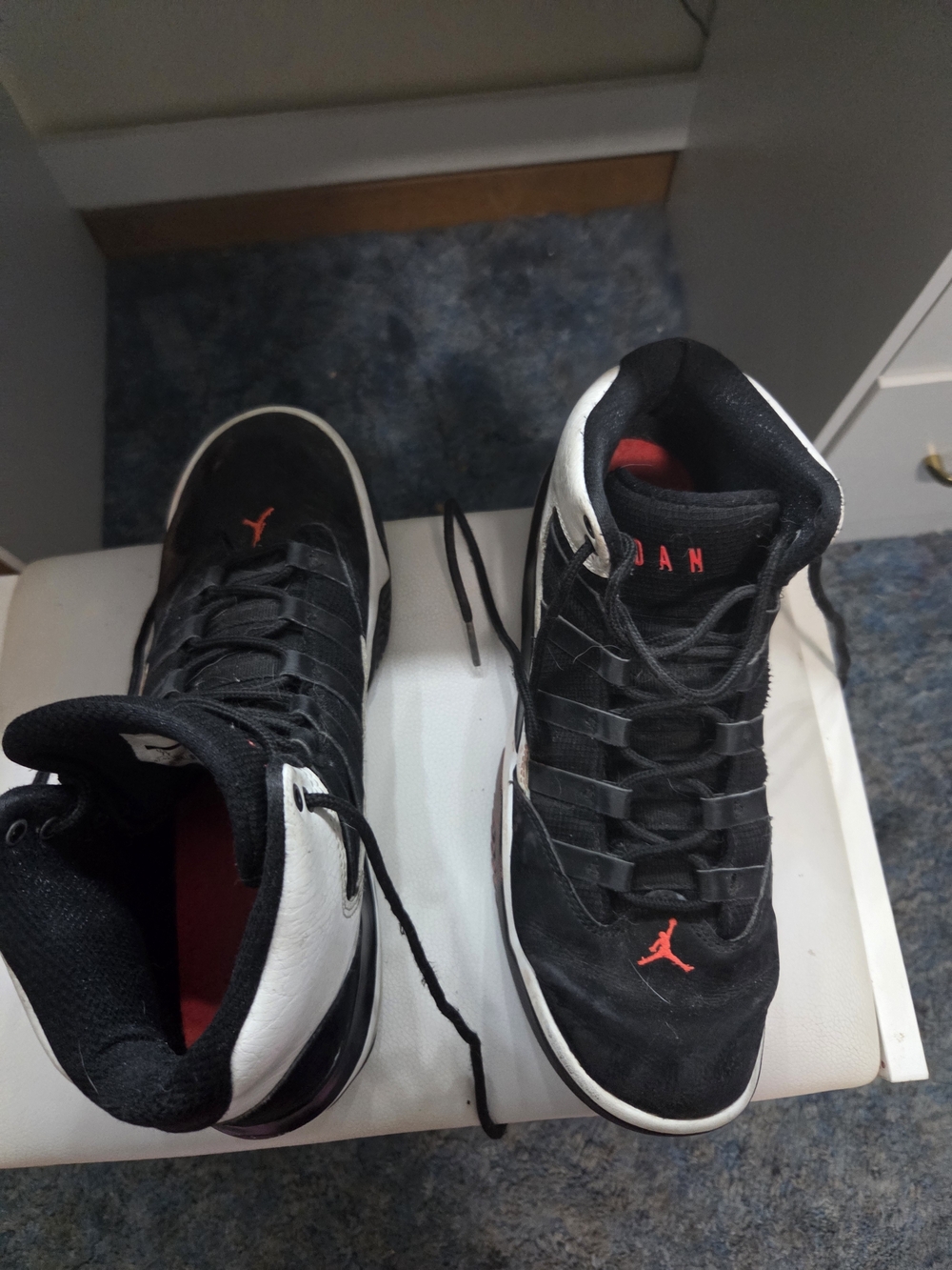 Jordan Men’s Black, White and Red Basketball Sneakers